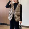 Women's Jackets Checkered Vest 2023 Spring And Autumn Korean Versatile Sleeveless Coat Top Fashion