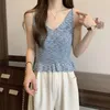 Women's Tanks Women V-Neck Knitted Ribbed Tank Top 2023 Summer Thin Elastic Undershirt Fashion Sexy Camisole Female Casual Sleeveless Vests