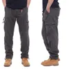 Herenbroek 2023 Cargo Plus Maat Elastische Taille Katoenen Broek Mannelijke Multi Zakken Werk Casual Outdoor Broek Heren