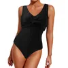 Kvinnors badkläder 2023 Tide One Piece Swimsuit Women Solid Black Bathing Suit Female Monokini Sexig Vintage