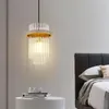 Lampade a sospensione Striscia di cristallo nordico Luci in alluminio Camera da letto Studio di lusso moderno Soggiorno Sala da pranzo Lustro dorato