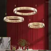 Lampade a sospensione Lampadario di cristallo di lusso moderno Luci a LED in oro per soggiorno Camera da letto Villa Decorazione d'interni Illuminazione a sospensione