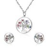 Fashion Tree Of Life Jewelry Sets for Women Earrings with Stones Crystal Choker Necklace Adjustable Bracelet Jewellery Set