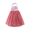 Ensembles de vêtements 1-7Y Enfants Filles Floral Tutu Maxi Dress 2023 Été Enfants Bébé Vêtements Sans Manches Fête De Mariage Princesse Robes Tenues