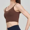 Tenue de Yoga soutien-gorge pour femmes couleur unie haute élastique fixe coussin de poitrine sport matin course Gym parc hauts d'entraînement pour les femmes