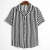Herr t -skjortor bomullslinne mode casual topp sommartryck kort ärmknapp ner färgblock randig överdimensionerad ol affärsskjorta toppar