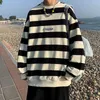 Męskie bluzy bluzy privathinker jesienne paski luźne w stylu koreańsko para odzieży marka masy masy pullover męską bluzę z kapturem 230803