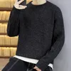 Men's Sweaters Solid Color Sweater Men Clothes Round Neck Autumn And Winter Keep Warm Thicken Long Sleeve