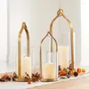 Bougeoirs romantique Unique support manchon européen Transparent métal cylindre luxe moderne Centro De Mesa décor à la maison