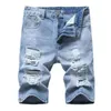 Calça jeans masculina 2023 moda verão shorts de algodão masculino rasgado curto roupas de marca jeans respirável tamanho masculino 28-42