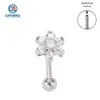 Labret Lip Piercing Jewelry ASTM 36 Anneau d'haltère incurvé à sourcil fileté à l'intérieur avec clous de cartilage de fleurs Boucle d'oreille Daith Helix 230802