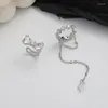 Pendientes traseros DAYIN Zircon Clip de lazo para mujer chica cadena borla onda oreja hueso gancho fiesta joyería 1 pieza Pulseras