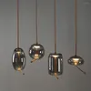 Подвесные лампы скандинавские дымовые серые стеклянные лампы дизайнер веревочный ламп освещение для столовой декор светодиоды Loft Lominaire Luminaire
