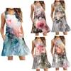 Casual Jurken Dames Zomer Temperament Jurk Afdrukken Halter Hals Mouwloos Zonnejurk Colorblock Sling Boho Strapless Swing