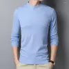 Herrtröjor stickad skjorta fast färg smal monterande bottenkläder medium och ung tunn tröja stickad