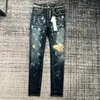 Jeans roxo designer calças masculinas para preto 2023 novo estilo bordado auto cultivo e pés pequenos fashion9o789o78