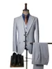 Herrdräkter 2023 Butik (Blazer västbyxor) Fashion Slim Gentleman Korean Version European Style Striped Suit 3 Pieces