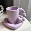 カップソーサー2023クリエイティブハート型3Dコーヒーカップセラミックマグ