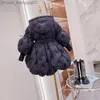 Daunenmantel Modische Damen Winterjacke Baumwollschürze Kleinkind Jugend Kapuze Langer Mantel Kinder Schwarze Blume Dicker Kindermantel XMP387 Z230803