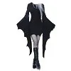 Halloween Decor Black Dress Dames schattige afdruk korte mouw unieke casual wijd uitlopen een lijn feest effen kleur met brede mouwen