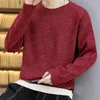 Pulls pour hommes couleur unie pull hommes vêtements col rond automne et hiver garder au chaud épaissir à manches longues