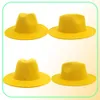 Fashion Yellow Blue Patchwork Wool Felt Fedora Hats for Men Women 2 Tone Hat Different Color Dress Hat Panama Jazz Trilby Cap7956061