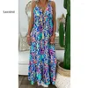 Casual Jurken Dames Boho Floral Maxi Dress Party Strappy Spaghetti Strap Summer Beach Holiday Sling Sundress