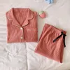 Pigiama da donna in cotone da donna Pigiama da donna Comfort Pigiama primaverile a maniche lunghe Colletto rovesciato Abbigliamento da casa da donna