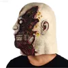 Máscaras de festa Halloween Horror Máscara de careta Zumbi assustador Máscara de látex Cosplay Horror Fancy Dress Party Chapelaria L230803