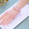 Strand gros rose cristal naturel main rangée Quartzite pierre bracelets pour femme fille doux Simple mode bijoux JoursNeige