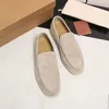 Loro Piano Loro Pianaa Ayakkabı Beyaz Talize İş Erkek Lp Gündelik Deri Ayakkabılar Deri Slip-On Ayakkabı Yazı Yürüyüşü Moccasin Moda Ayakkabıları