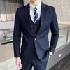 Trajes de hombre Pin a rayas para hombre Slim Fit muesca solapa personalizado moda italiano Formal traje de negocios 3 piezas novio esmoquin boda 2023