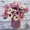 Dekoratif Çiçekler İpek Küçük Daisy Buket Ev Dekoru Düğün Gelin Flores Aksesuarları Yapay Gerbera Floral