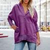 Women's Hoodies Women Casual Button V Neck Oversized Pullover Sweatshirt Hooded Tops With Fall For Over