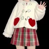 Fourrure femme Kawaii Loli veste à capuche filles Faux ours en peluche Lolita manteaux zippés femmes mignon collège Style doux fourrure chaud pardessus