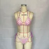 Costumi da bagno da donna BEACHCICI 2023 Estate in due pezzi a righe tinta unita Bretelle Reggiseno a forma di V Bikini da spiaggia 230802