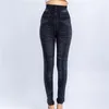 Leggings Femininas Calça Jeans Imitação Denim Envelhecida Casual Cintura Alta Magra Calça Lápis Elástica Treino Fitness Calças Moda