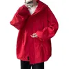 メンズトレンチコートジャケットフード付きジッパーカーディガン防水ファッションカジュアルシュリンクバンドカフスアウトドアスポーツコート