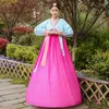 Ethnic Clothing Royal Princess Embroidery Hanbok Dresses Korean Chiffon Stage Show Dress National Flower Robe Gown Elegant Dancing Costumes