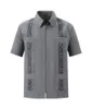 Herren-Freizeithemden, Sommer-Stickerei, kurzärmelig, Revers, männliches Hemd, kubanisches Guayabera-T-Shirt für Männer, große Größe, Safari-Kleidung, Strickjacke