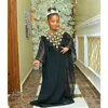 Robes de fille Robe de fille noire Abaya royale pour enfants Chemise longue marocaine Tendance de la mode européenne et américaine