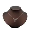 Pendant Necklaces Crystal Leaves Necklace 925 Sterling Silver Rhodium Plated Cz Choker Jewelry For Girls