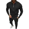 Men's Tracksuits Fashion Slim Tracksuit Men Two Piece Suits Fall Casual Solid Color Stand Collar Zipup Tops And Pants Mens Sets Sports Clothing 230802