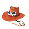 Chapeaux à large bord seau Ace chapeau Cosplay feu poings Original Anime périphérique daim Cowboy chapeaux pour hommes casquettes 230803