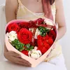 Gift Wrap Artificial Flowers Soap Flower Heart Shaped Box Border Special For Valentine's Day Christmas Creative Silk Mum