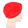 Frühlingsfrauen Blumendruck Turban Polyester Turban Hut Stirnband Turbante Kopfbedeckung für Chemo Hijab Haarzubehör