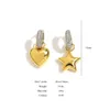 Stud Flashbuy Trend Micro Inlaid Zircon Heart Pentagram Asymmetric Hoop Earrings For Women Gold Color Jewelry Teen Gift 230802