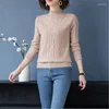 Women's Sweaters Half Turtleneck Solid Color Sweater Women Autumn Winter Pullover Knitted Top Simple Straight Tube Loose Female Clothing 623