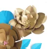 Decorative Flowers DIY Giant Paper Artificial Rose Fleurs Artificielles Backdrop 3pcs 4 Leave Wedding Party Decor Nursery Gold