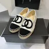 2024 Nieuwe Casual schoenen kanaal Visser schoen klassieke Dames sandaal Ontwerpers Kleding Schoenen canvas zacht Leer Platte hak Dansschoen loafer Wandelschoenen slippers dame